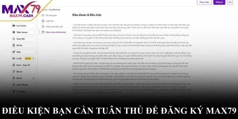 Điều kiện bạn cần tuân thủ để đăng ký MAX79