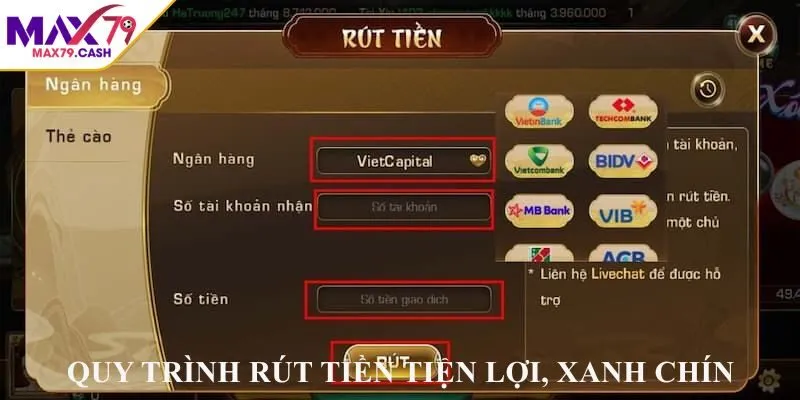 Quy trình rút tiền tiện lợi, xanh chín